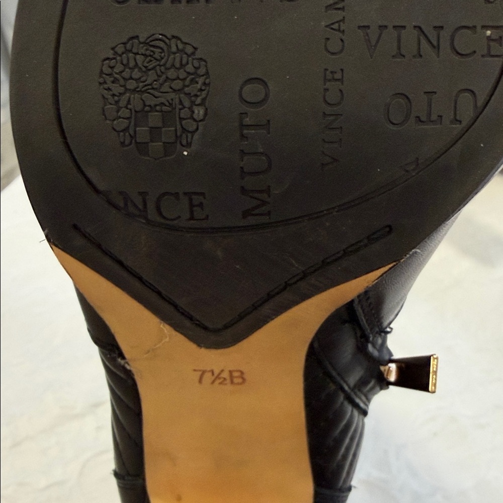 NWOT Vince Camuto Black Heeled Leather Boots with Buckle - Picture 6 of 9